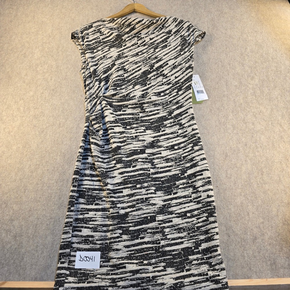 Nicole Miller Artelier Dress Black White Abstract Jacquard Sheath Womens 4
